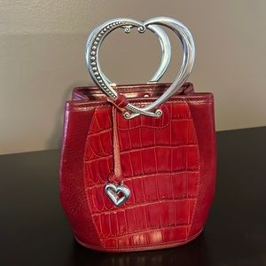 Brighton red leather bag with sterling silver handles